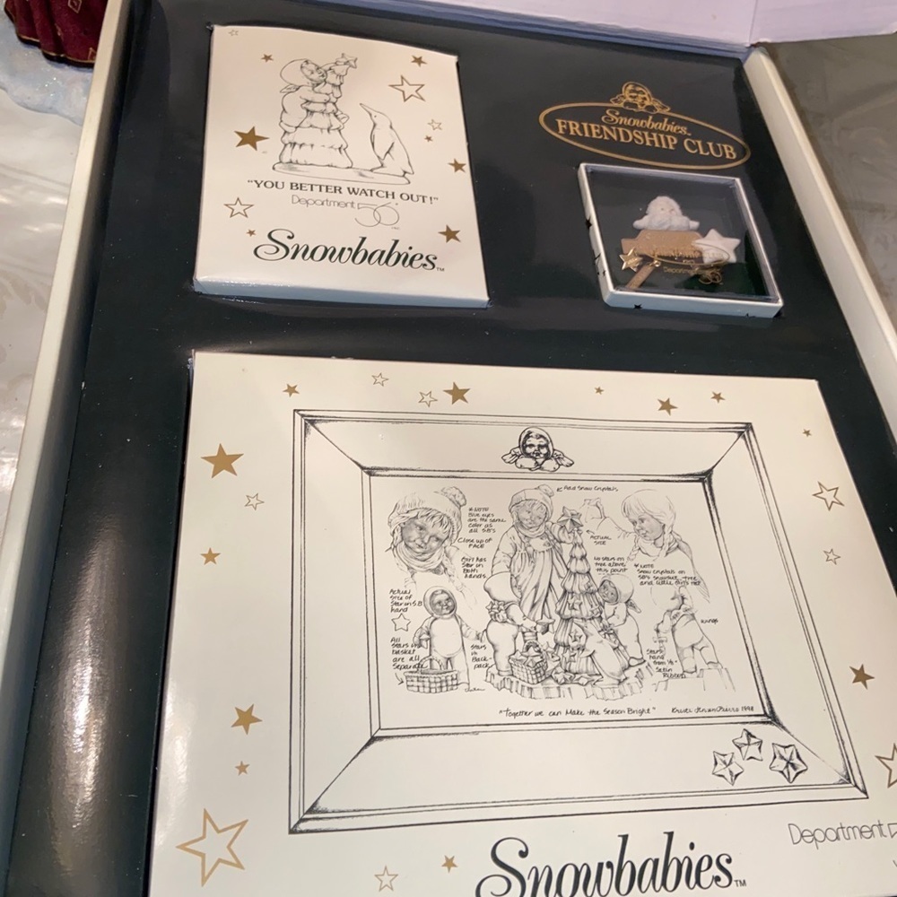 Department 56 Rare Snowbabies Friendship Club 1998 Membership Box Gift Set